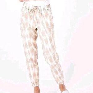 Zuda Womens Size 5X Stretch Linen Viscose Jogger Pants Mushroom Ikat A500548